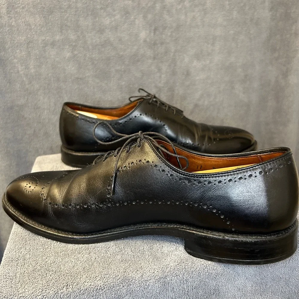 Allen Edmonds Fairfax Medallion Toe Mens 11 D Oxford Black Lace Up Dress Shoes